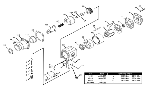 Fig-0 Diagram and Parts List for CP6070-P15H  Chicago Pneumatic Wrench